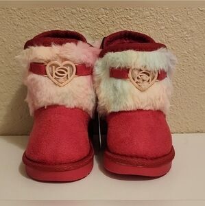 Bebe Faux Fur Tie Dye Girls Boots‎ Winter Shoes Pink Blue NWT Size Toddler 6